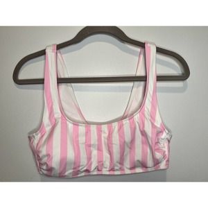 Stoney Clover Lane x Target Pink White Striped Bikini Top Swim Top Size L ~ NEW